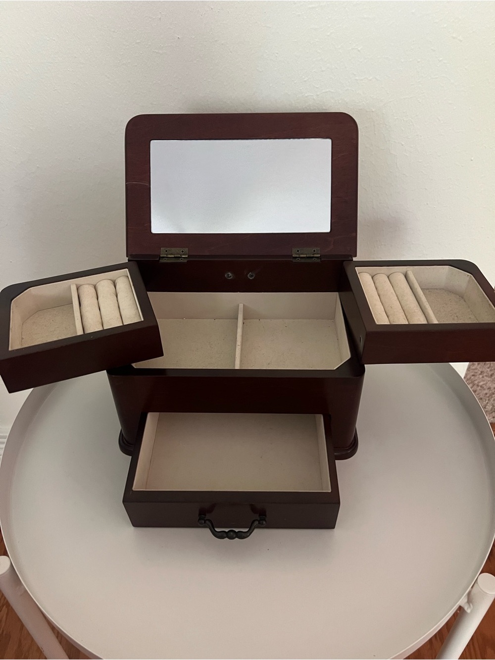 Classic Wooden Jewelry Box Organizer in Dark Brown